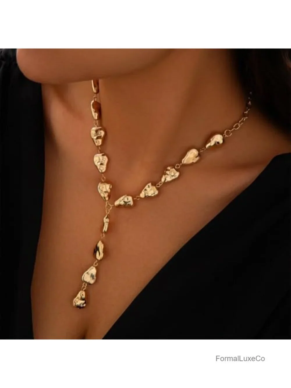 Vintage Baroque Y Necklace Geometric Teardrop Lariat Waterdrop Statement Jewelry